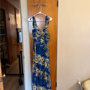 Lulu's Blue and Yellow Floral Maxi Dress